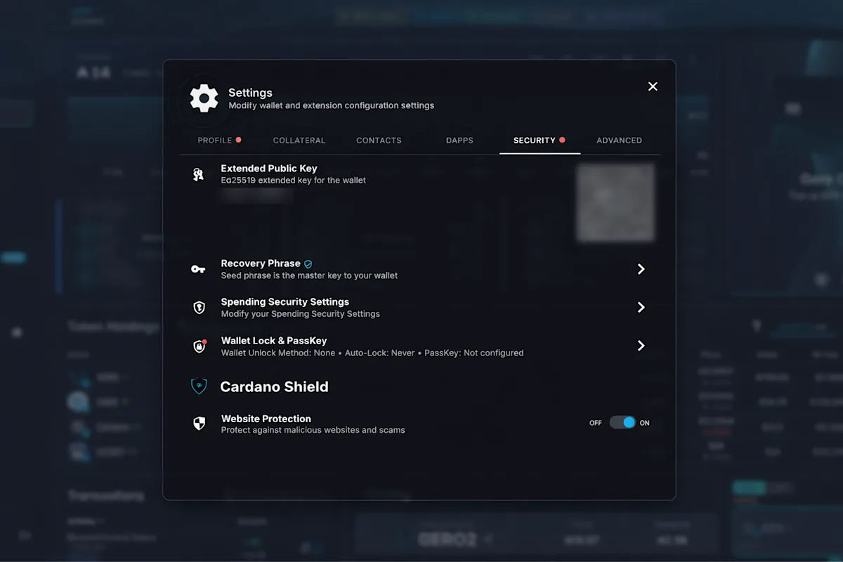 Gero Dashboard Security Settings Overview